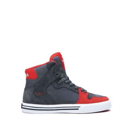 Supra Vaider Kids High Tops Shoes Grey UK 96LUH